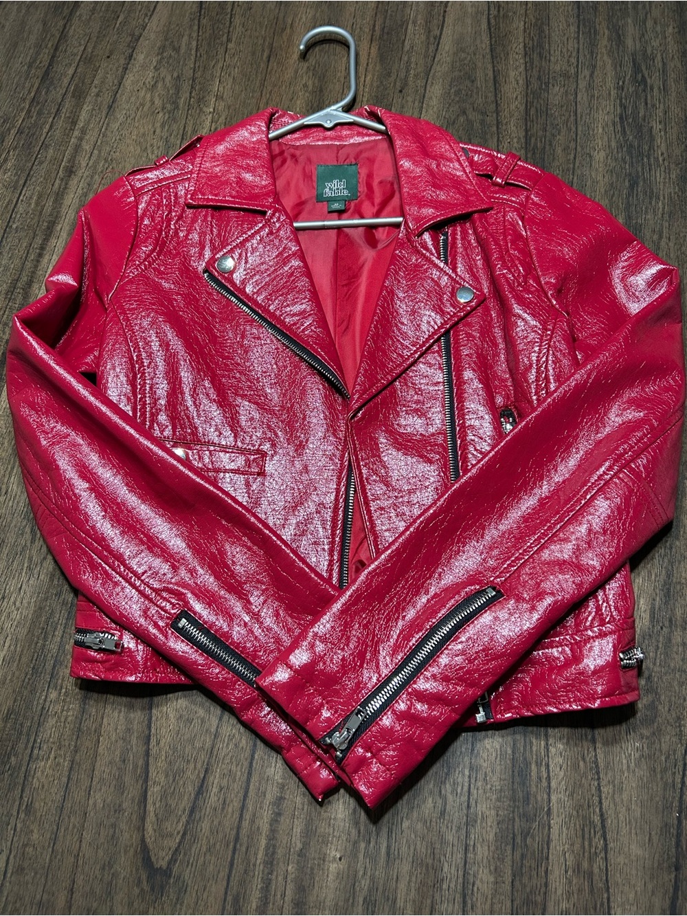 wild fable Bright Red Faux-Leather Moto Jacket